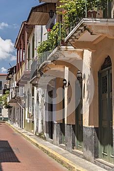 Typical street in Old Town Panama City, Panama photo