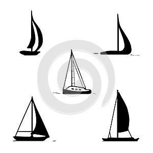 Ocean transport set. Sailing boats, yacht, motor boat photo