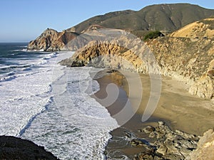 Ocean view from Highway 1 in California. Traveling by car. USA.