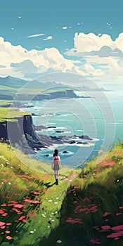 Ocean View: A Hikecore Adventure In Anime Art Style photo