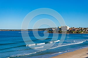 Ocean view landscape with beach and waterfront property