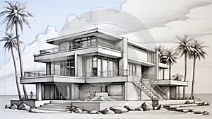 Ocean View Luxury Villa: Sketch House Designs With Realistic Renderings