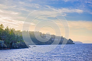 Ocean view from Neck Point park in Nanaimo at sunset, Vancouver