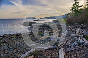 Ocean view from Neck Point park in Nanaimo at sunset, Vancouver