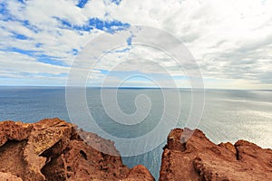 An ocean view from the top of Montana Roja, Tenerife, Spain