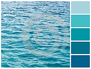 Ocean water texture with palette color swatches