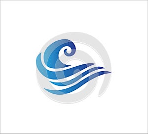 ocean water wave swirl vector logo design for sailing tour and travel business
