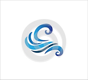 ocean water wave swirl vector logo design for sailing tour and travel business