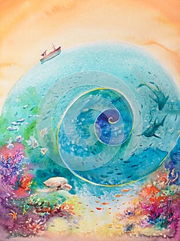 Ocean watercolors painted