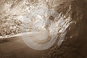 Ocean Wave Crashing Sepia Vintage