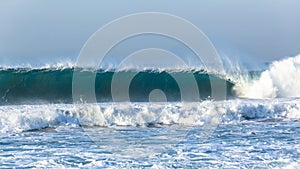 Ocean Wave Feathering Wall Crashing