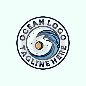 Ocean Wave Logo Design. Exclusive Logo, Symbol or Icon of Ocean. Creative and Minimalist Wave Logo Template. Modern Line Art Ocean