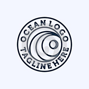 Ocean Wave Logo Design. Exclusive Logo, Symbol or Icon of Ocean. Creative and Minimalist Wave Logo Template. Modern Line Art Ocean