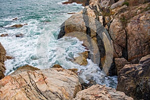 Ocean wave splash on the reef