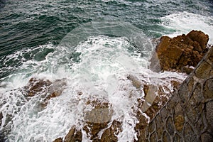 Ocean wave splash on the reef