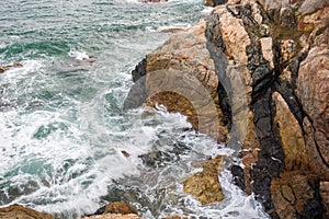 Ocean wave splash on the reef