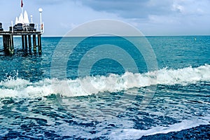 Ocean wave with spray, sea summer. beach surfing