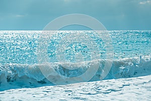 Ocean wave with spray, sea summer. environment