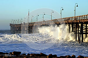 Ocean Wave Storm Pier