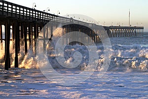 Ocean Wave Storm Pier