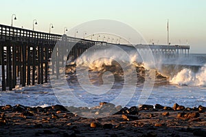 Ocean Wave Storm Pier