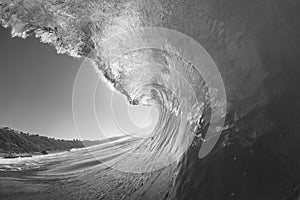 Ocean Wave Swimming Inside Black White