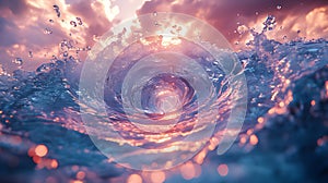 Ocean wave vortex sunset background design
