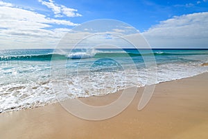 Ocean wave water on beautiful Jandia beach, Morro Jable, Fuerteventura, Canary Islands, Spain