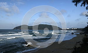 Ocean waves on the beach.