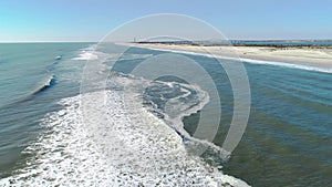 Ocean Waves and Beach on South Shore of Long Island in Winter