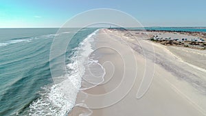 Ocean Waves and Beach on South Shore of Long Island in Winter