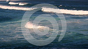 Ocean Waves Breaking on Surf Beach