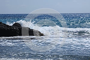 Ocean Waves Crashing On Shoreline