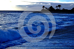 Ocean Waves Island Sky and Clouds Palm Trees photo