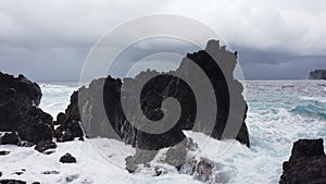 Ocean Waves at Laupahoehoe Point on the Big Island in Hawaii.