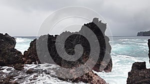 Ocean Waves at Laupahoehoe Point on the Big Island in Hawaii.