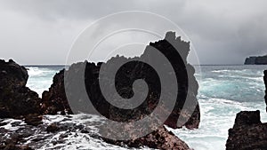 Ocean Waves At Ocean Waves At Laupahoehoe Point On The Big Island In Hawaii