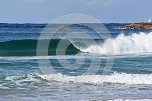 Ocean Waves with Rainbow Spray at Avoca Beach NSW Australia