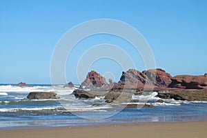 Ocean waves and rocks in Atlantic coast