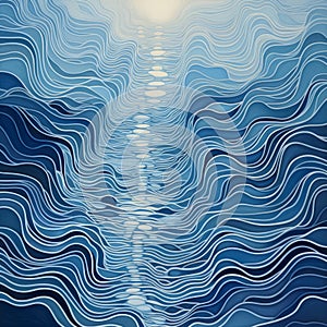 Ocean Waves And Sun: A Serene Painting Of Sparkling Water Reflections