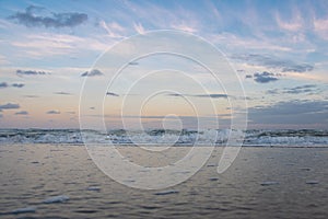 Ocean waves at sunset on the Jersey Shore