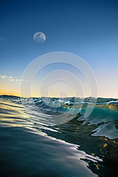 Ocean waving Water after sunset