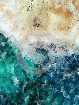 Oceand and beach Abstract watercolor background. Modern art. Contemporary art.Colorful Background texture