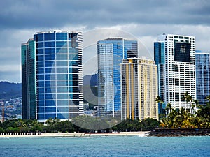 Oceanfront high-rise buildings Honolulu Hawaii photo