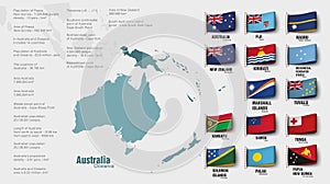 the oceania map divided by countries