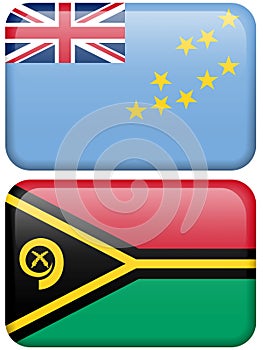 Oceanian Flag Buttons: Tuvalu, Vanuatu