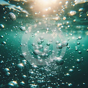 Underwater Bokeh and Bubbles Create a Mesmerizing Canvas in California's Clear Waters. Generative ai for illustrations