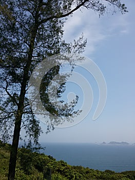 Oceanic Cliff under Bright Sky