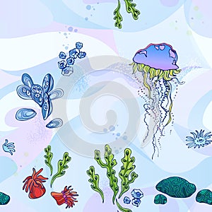 Oceanic seamless pattern Vector illustration