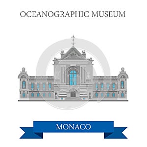 Oceanographic Museum Monaco Europe flat vector sight landmark photo